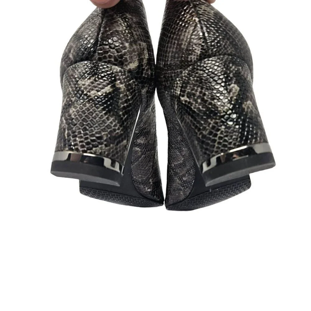 Stuart Weitzman Snakeskin Embossed Leather Pumps Heels Gray Women’s Size 7 Party